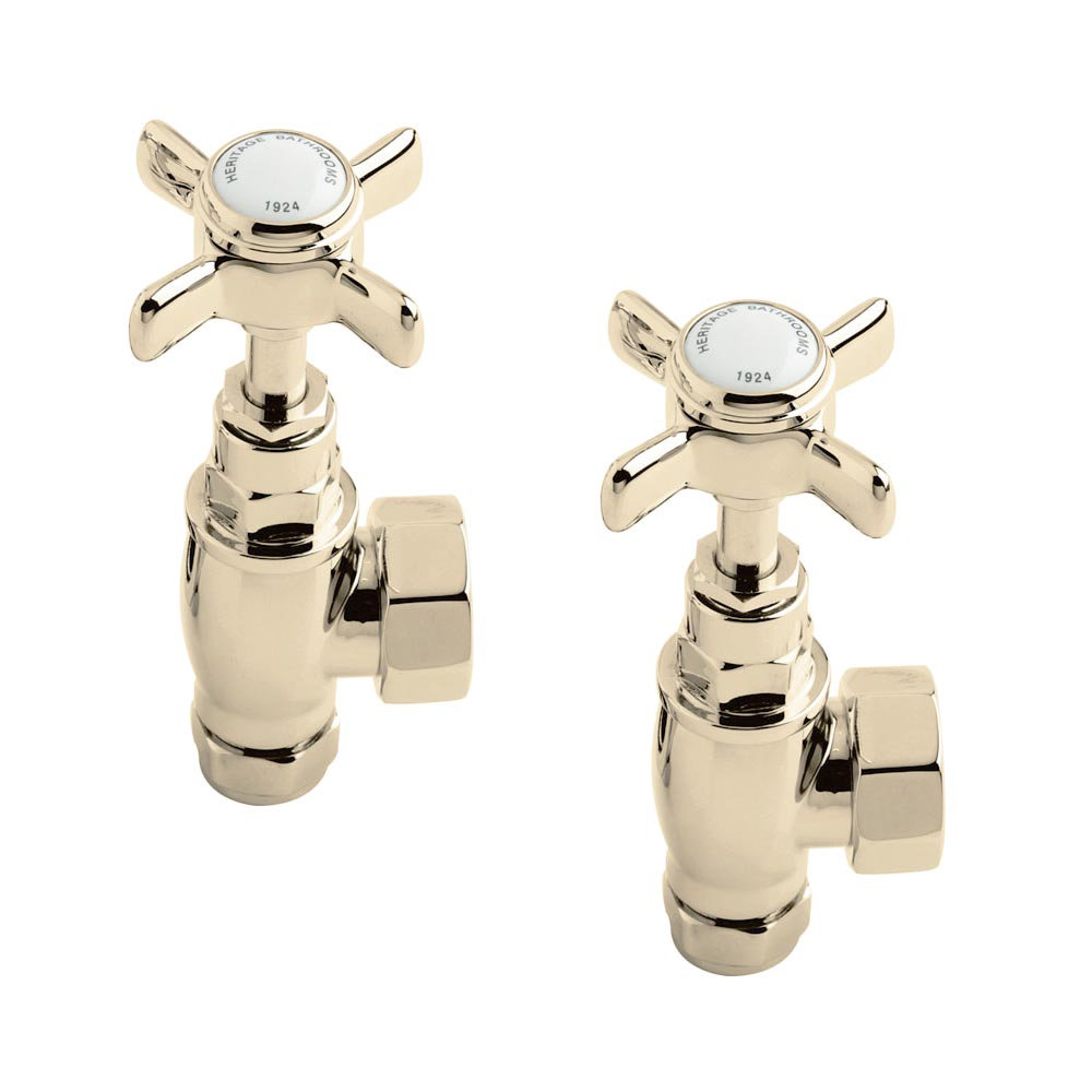 Heritage Traditional Heated Towel Rail Valves Vintage Gold Finish