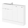 Hudson Reed 1200mm Gloss White Compact Combination Unit (600 Vanity, 300 Base Unit x 2) profile small image view 1 