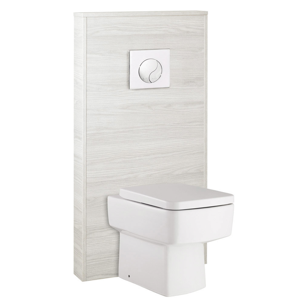 Hudson Reed Horizon 600mm Slimline Back to Wall WC Unit with Cistern & Pan White Sawn Oak at