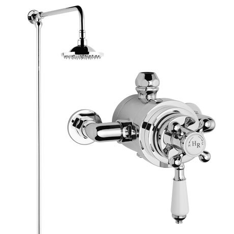Hudson Reed Traditional Dual Exposed Thermostatic Shower Valve + Rigid Riser Kit