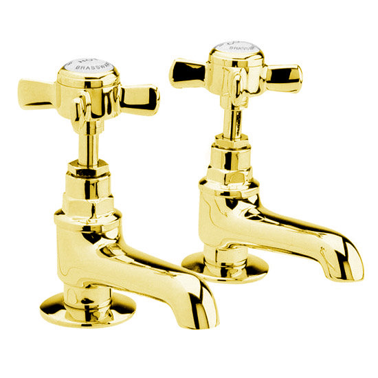 Ultra Traditional Beaumont Bath Taps Long Nose Gold I422XE at