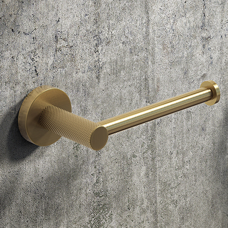 Arezzo Industrial Style Brushed Brass Toilet Roll Holder