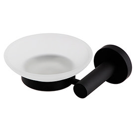 Arezzo Industrial Style Matt Black Round Soap Dish &amp; Holder