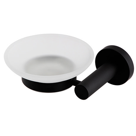 Arezzo Industrial Style Matt Black Round Soap Dish & Holder