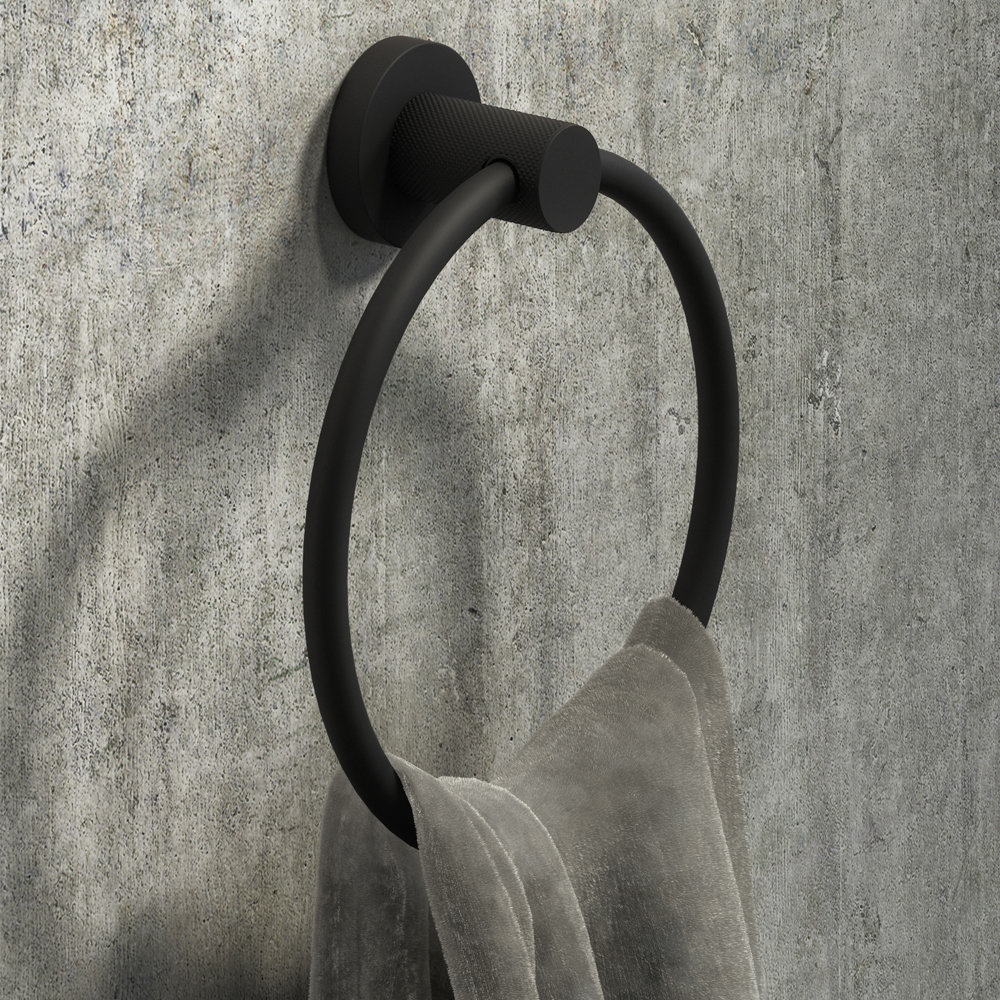 Arezzo Industrial Style Matt Black Round Towel Ring