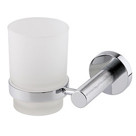 Arezzo Industrial Style Chrome Round Frosted Glass Tumbler &amp; Holder