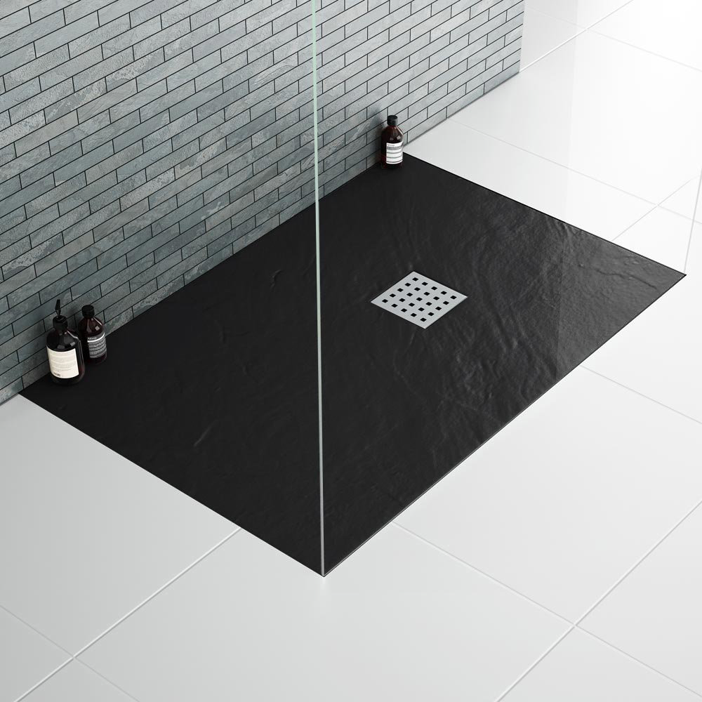 Imperia Black Slate Rectangular Shower Tray Victorian Plumbing.co.uk