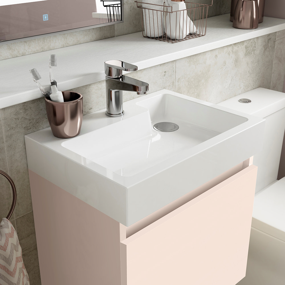 Milan Juno 500 x 360mm Matt Blush Pink Wall Hung Vanity Unit