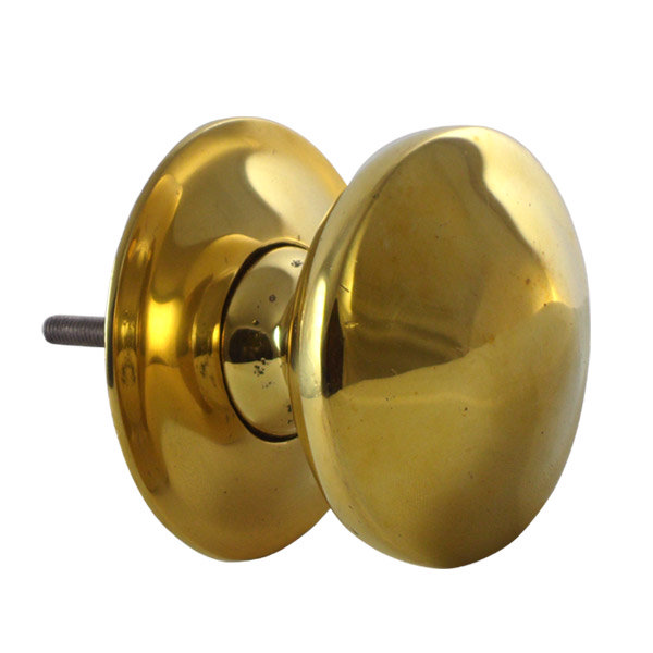 Traditional Polished Brass Centre Door Knob K258 at Victorian