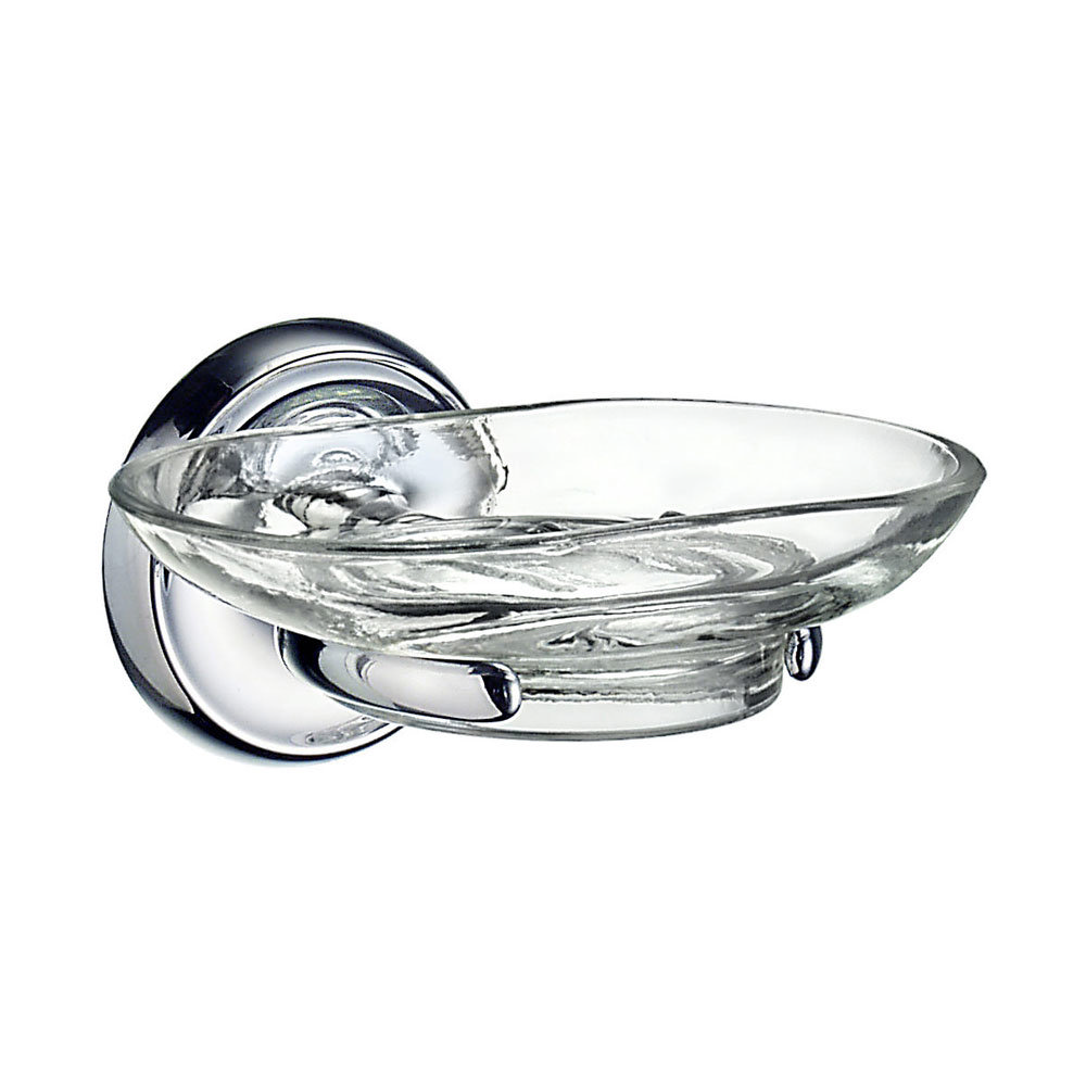 Smedbo Villa Glass Soap Dish &amp; Holder - Polished Chrome - K242