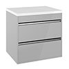 Crosswater Kai 600mm Double Drawer Unit & Worktop - Grey Gloss profile small image view 1 