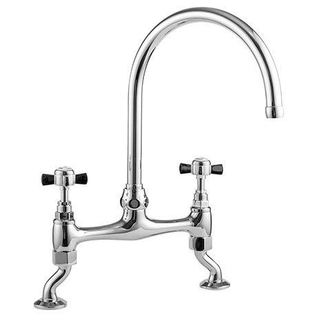 Nuie Traditional Bridge Kitchen Sink Mixer Tap Chrome Kb316 At Victorian Plumbing Uk