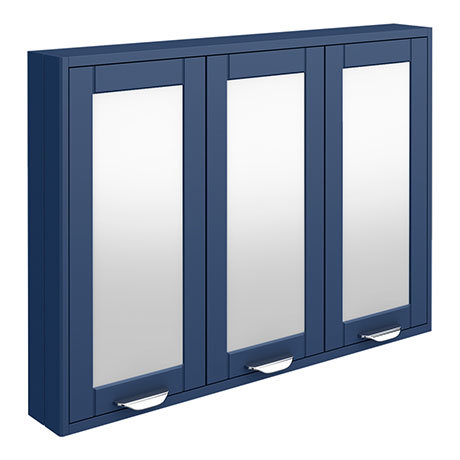 Keswick Blue 900mm Traditional Wall Hung 3 Door Mirror Cabinet