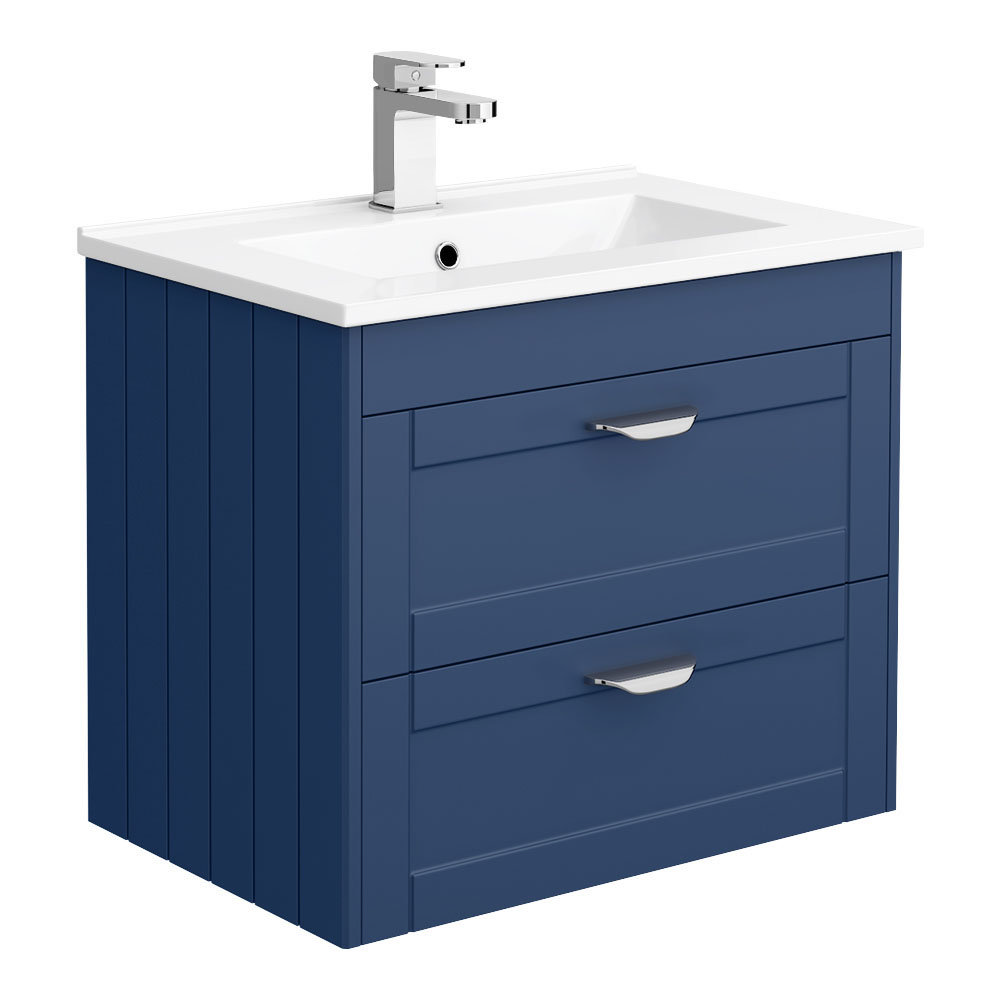 Keswick Blue Wall Hung 2Drawer Vanity Unit + Toilet Package Victorian Plumbing UK