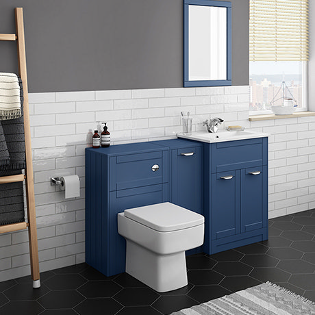 Keswick Blue Sink Vanity Unit, Storage Unit + Toilet Package