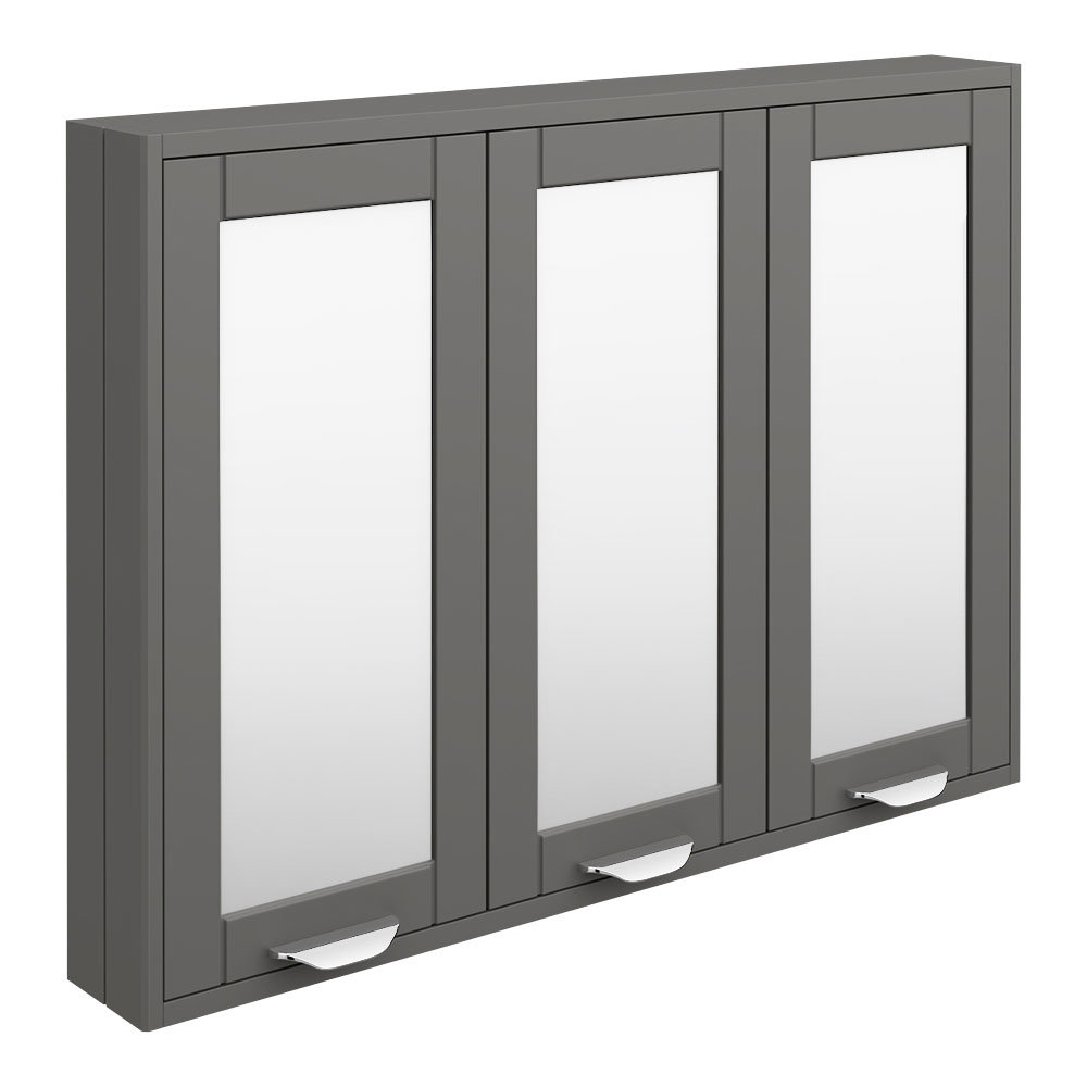 Keswick Grey 900mm Traditional Wall Hung 3 Door Mirror Cabinet
