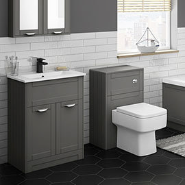 Keswick Grey 620mm Sink Vanity Unit + Toilet Package
