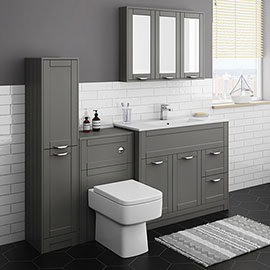 Keswick Grey 1015mm Sink Vanity Unit, Tall Boy + Toilet Package