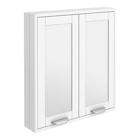 2 Door Mirror Cabinet, White Shaker Style Bathroom Wall Cabinet