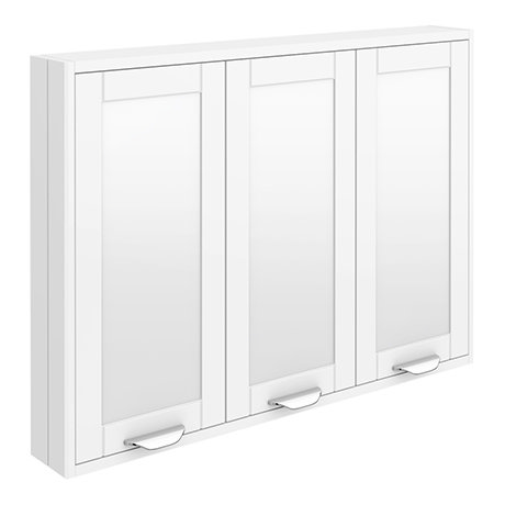 3 Door Mirror Cabinet, White Shaker Style Bathroom Wall Cabinet