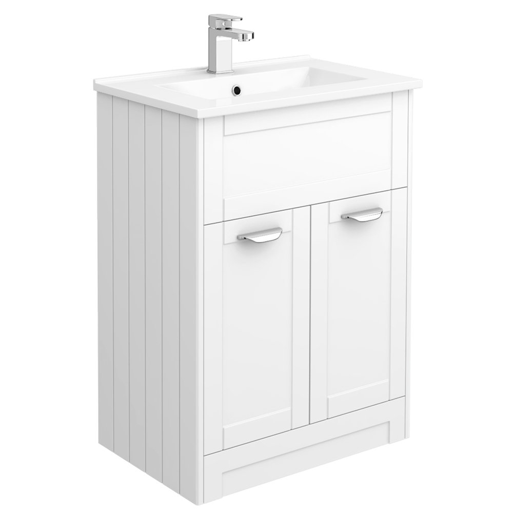 Keswick White 620mm Traditional Floorstanding Vanity Unit Victorian Plumbing Uk