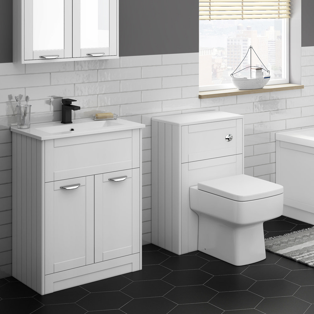 Keswick White 620mm Sink Vanity Unit + Toilet Package | Victorian ...