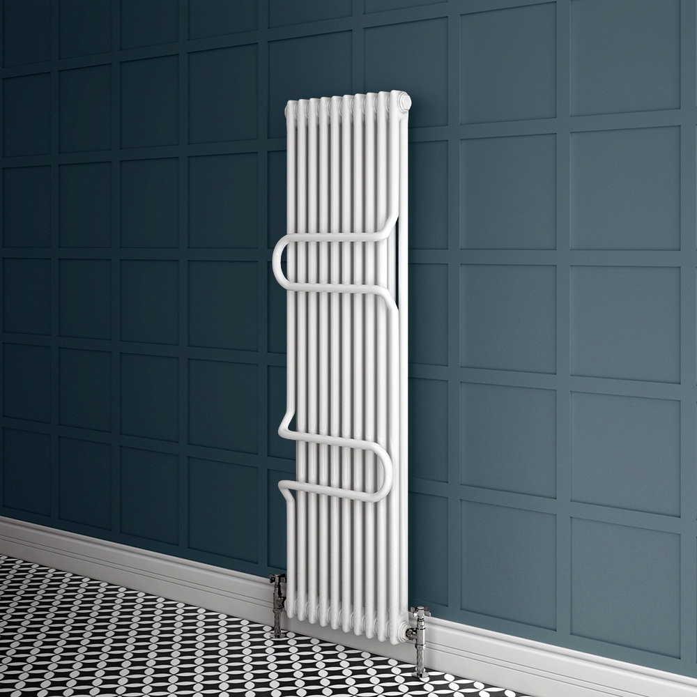 Keswick 1800 x 470 Cast Iron Style Traditional 2 Column White Radiator ...