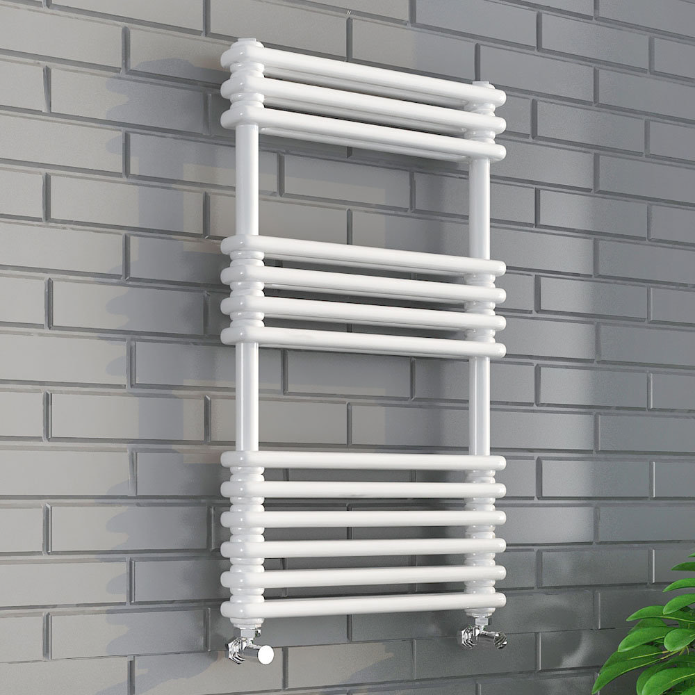 Keswick 500 x 832 Cast Iron Style Traditional White Towel Rail