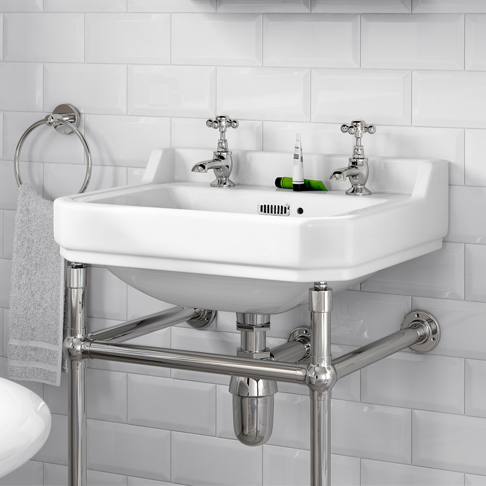 Keswick Traditional Basin & Chrome Wash Stand 560mm Wide Online