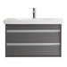 Duravit Ketho 800mm 2-Drawer Wall Mounted Vanity Unit with D-Code Basin - Graphite Matt profile small image view 2 