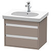 Duravit Ketho 600mm 2-Drawer Wall Mounted Vanity Unit with D-Code Basin - Basalt Matt profile small image view 1 