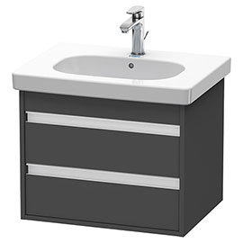 Duravit Ketho 600mm 2-Drawer Wall Mounted Vanity Unit with D-Code Basin - Graphite Matt