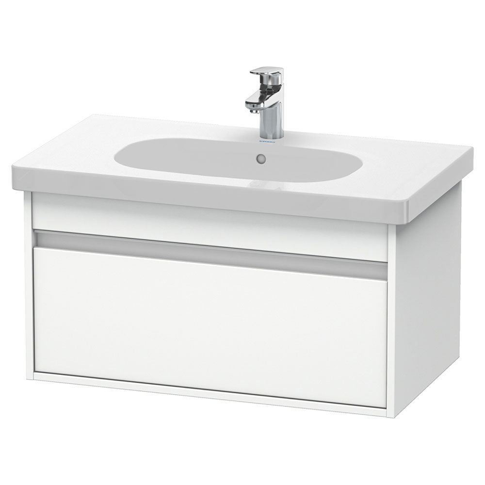 Duravit Ketho 800mm 1-Drawer Wall Mounted Vanity Unit with D-Code Basin - White Matt
