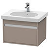 Duravit Ketho 600mm 1-Drawer Wall Mounted Vanity Unit with D-Code Basin - Basalt Matt profile small image view 1 