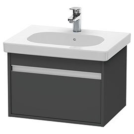 Duravit Ketho 600mm 1-Drawer Wall Mounted Vanity Unit with D-Code Basin - Graphite Matt