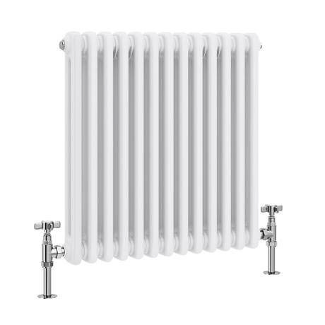 Keswick 600 x 592mm Cast Iron Style Traditional 2 Column White Radiator ...