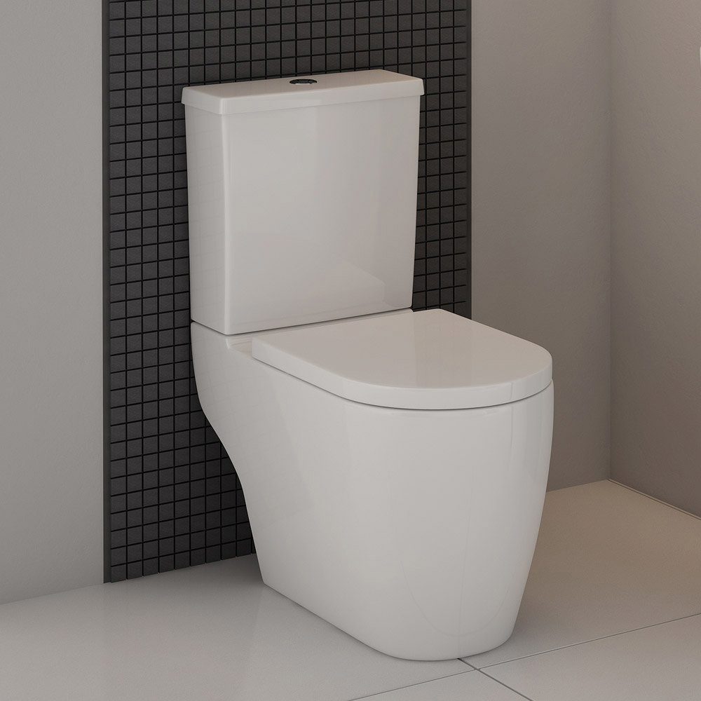 Kobe Gloss Black Cloakroom Wall Hung Unit with Close Coupled Toilet at