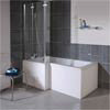Milan Square Shower Bath - 1700mm inc. Double Hinged Screen + MDF Panel profile small image view 1 