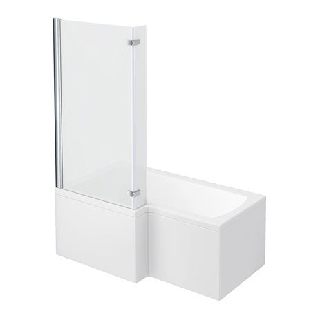 Milan Shower Bath - 1500mm L Shaped with Hinged Screen + Panel