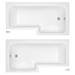 Milan Shower Bath - 1500mm L Shaped + Acrylic Panel profile small image view 2 