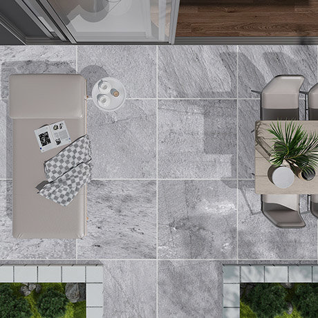 Larino Grey Outdoor Stone Effect Floor Tiles - 600 x 600mm