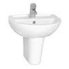 Vitra - Layton Cloakroom Basin and Half Pedestal - 2 Tap Hole - 2 Size Options profile small image view 1 