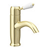Lancaster Traditional Brushed Brass Single Lever Mono Basin Mixer Tap profile small image view 1 