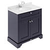 Old London 800mm Cabinet & Single Bowl White Marble Top - Twilight Blue profile small image view 1 