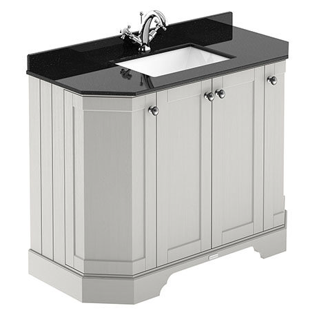 Old London Timeless Sand Art Deco 1000mm Angled Cabinet with Black Marble Basin Top