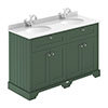 Old London 1200mm Cabinet & Double Bowl White Marble Top - Hunter Green profile small image view 1 