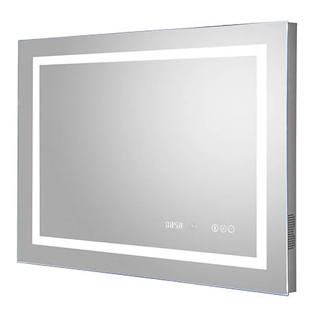 Hudson Reed Prisma 800mm Bluetooth LED Touch Sensor Mirror with Clock & Demister Pad - LQ092