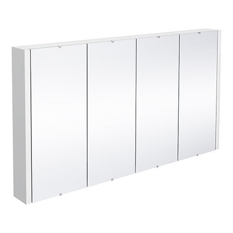 Nuie Minimalist Mirror Cabinet with 4 Doors W1200 x D110mm - White - LUXMW1200