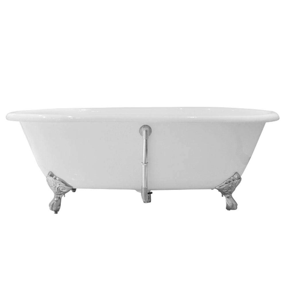 Landon 1680 x 750mm Double Ended Roll Top Cast Iron Bath with Chrome Feet
