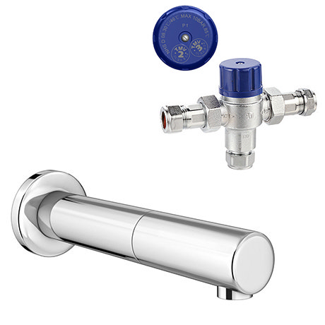 Milton Chrome Straight Wall Mounted Sensor Mixer Tap (Thermostatic Mixing Valve TMV2+3 Approved)